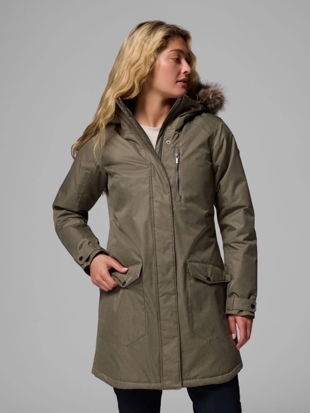 Columbia Women's Suttle Mountain Long Insulated Jacket with faux fur hoodie